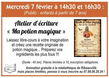 ATELIER D'ECRITURE "Ma potion magique"