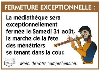 Médiathèque fermeture exceptionnelle